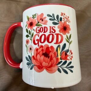 Floral Red and White Mug
